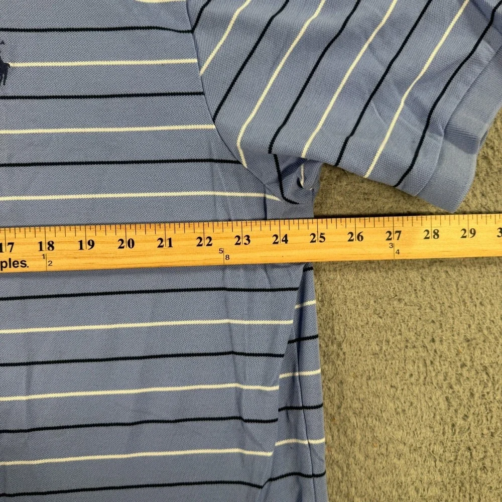 Polo‎ Ralph Lauren Polo Shirt Men XL Blue Striped Golf Pony Performance Rugby